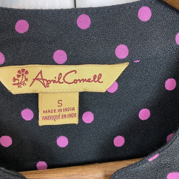 April Cornell S Polka Dot Shift Dress Prairie Cottagecore Tea Boho Midi V-Neck - Picture 5 of 6